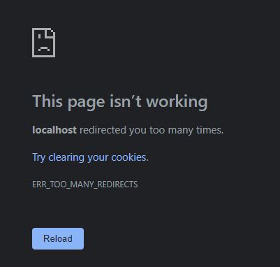 The localhost page isn’t working. localhost redirected you too .